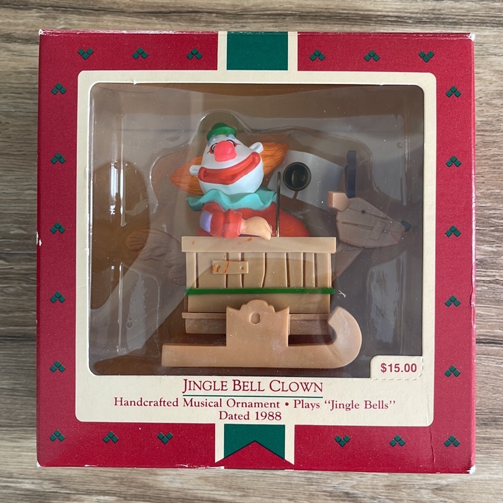 Vintage Hallmark JINGLE BELL Creepy CLOWN Gag Gift Musical Christmas Ornament
